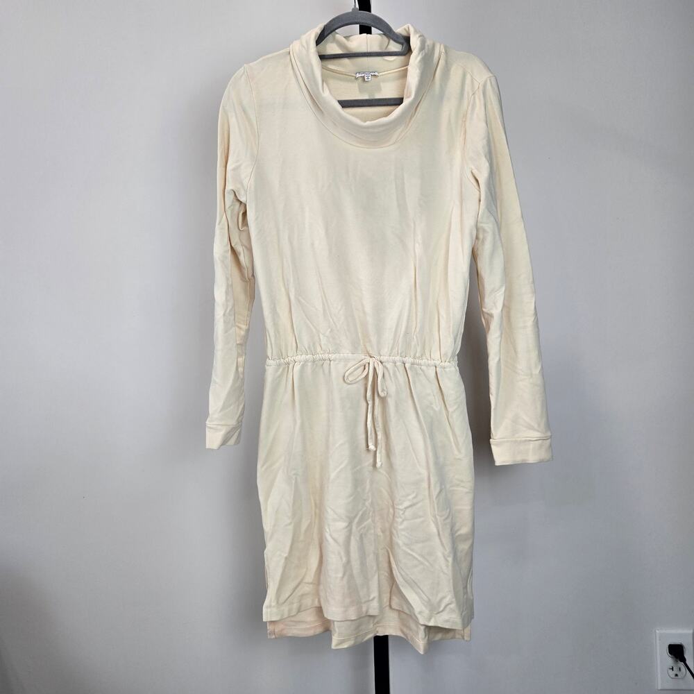 Splendid Long Sleeve Sweater Dress Funnel Neck Cream Minimalist Soft‎ Large